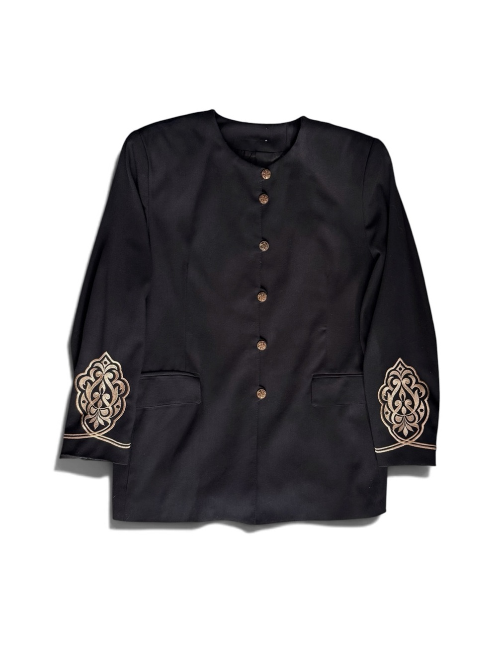 Lord & Taylor Vintage Black Gold Embroidered Blazer Jacket Women’s